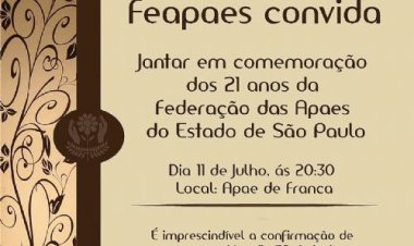 21 anos da Federação serão celebrados com jantar comemorativo