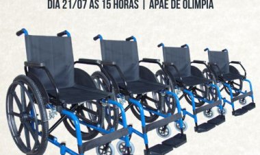 Região de Olímpia receberá cadeiras de rodas nesta segunda-feira (21)