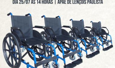 Cadeiras de rodas para a região de Lençóis Paulistas serão entregues hoje