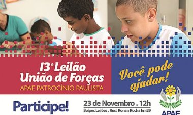 APAE de Patrocínio Paulista convida para Leilão União de Forças