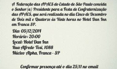 Presidentes devem confirmar presença em jantar da FEAPAES até o dia 27