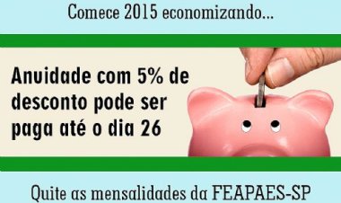 Anuidade com 5% de desconto pode ser paga até o dia 26
