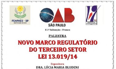 Franca irá sediar palestra sobre a Lei 13.019 em maio
