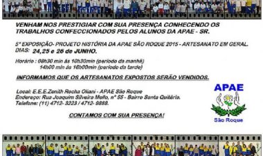 APAE de São Roque realiza 5ª Exposição de Artesanato nesta quarta-feira