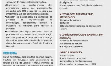 Curso de 80h sobre Currículo Funcional Natural está com inscrições abertas