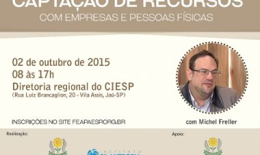 Curso de estratégias para a captação de recursos será no próximo dia 2