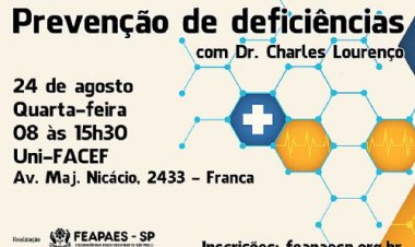 Inscrições abertas para palestra sobre prevenção de deficiência