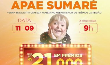 APAE de Sumaré convida para show de prêmios