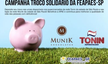 FEAPAES-SP estabelece parceria do Troco Solidário com o Tonin Supermercados e Chocolates Munik