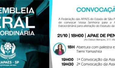 FEAPAES-SP convoca filiadas para a Assembleia Geral Extraordinária