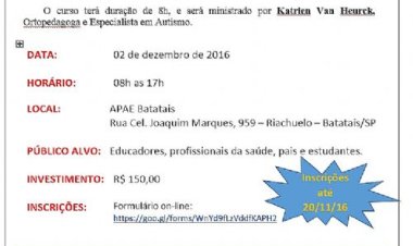 APAE Batatais promove curso sobre Autismo