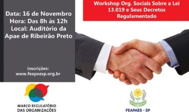APAE de Ribeirão Preto receberá Workshop sobre a lei 13.019