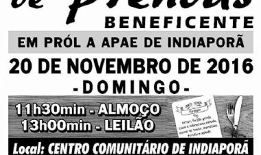 APAE de Indiaporã promoverá almoço beneficente e leilão