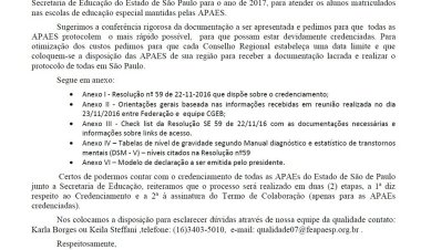FEAPAES-SP divulga orientações de credenciamento para o Convênio da Educação 2017