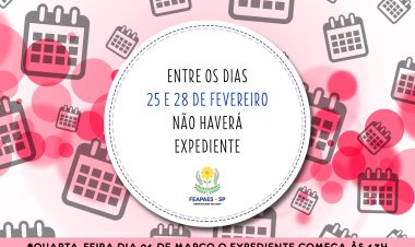 COMUNICADO REFERENTE AO EXPEDIENTE DE TRABALHO ENTRE OS DIAS 24 DE FEVEREIRO E 01 DE MARÇO