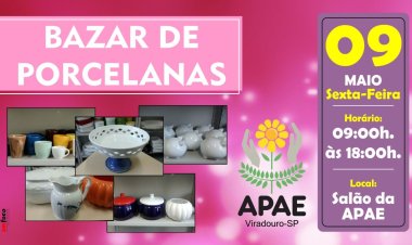 APAE de Viradouro promove bazar de porcelana