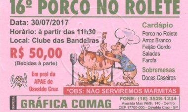 APAE de Osvaldo Cruz promove 16º Porco no Rolete