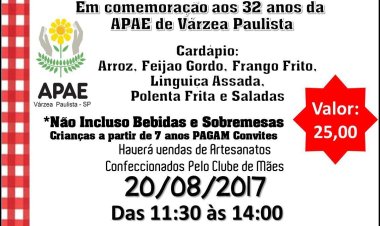 APAE de Várzea Paulista realiza almoço beneficente