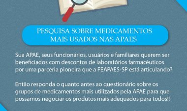 FEAPAES solicita que APAES respondam pesquisa para parceria com laboratórios farmacêuticos