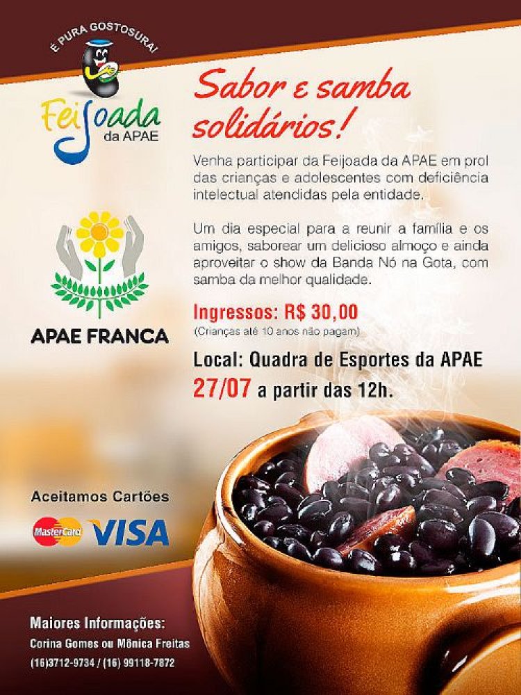 APAE de Franca promove feijoada beneficente