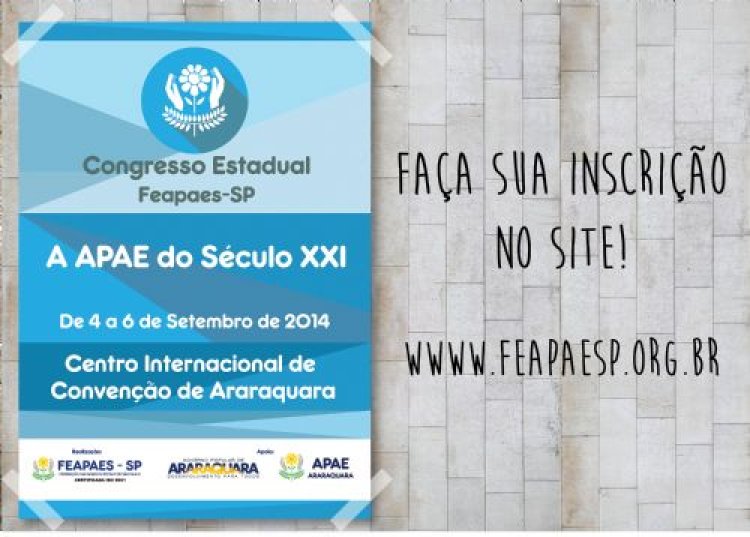 Inscrições abertas para o Congresso Estadual das APAES