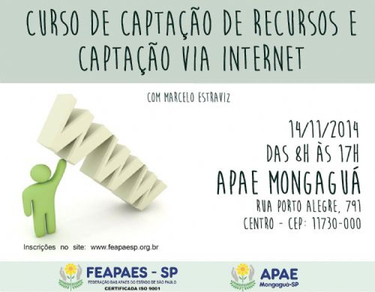 Inscrições abertas para curso de Captação de Recursos e Captação via Internet