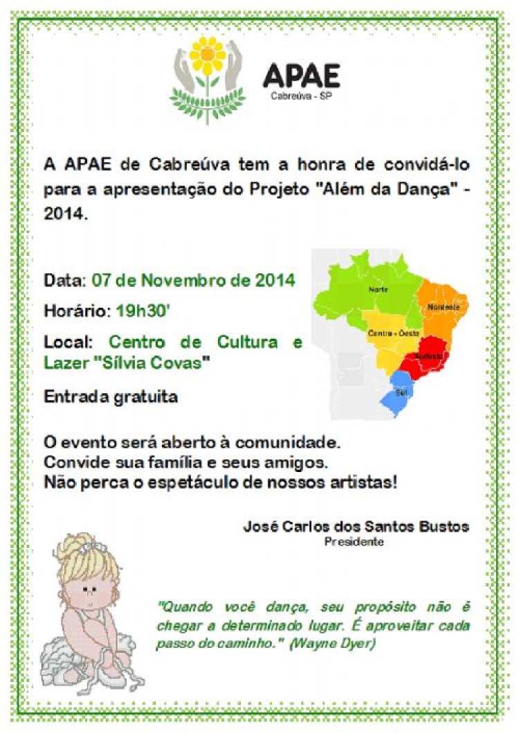 APAE de Cabreúva convida para apresentação