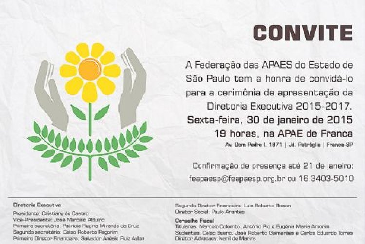 Diretoria Executiva da FEAPAES-SP será apresentada no próximo dia 30