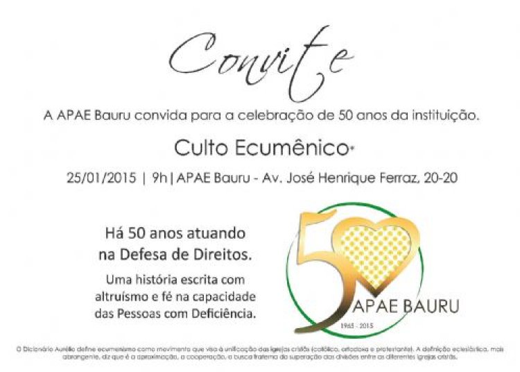 APAE de Bauru comemora 50 anos neste domingo