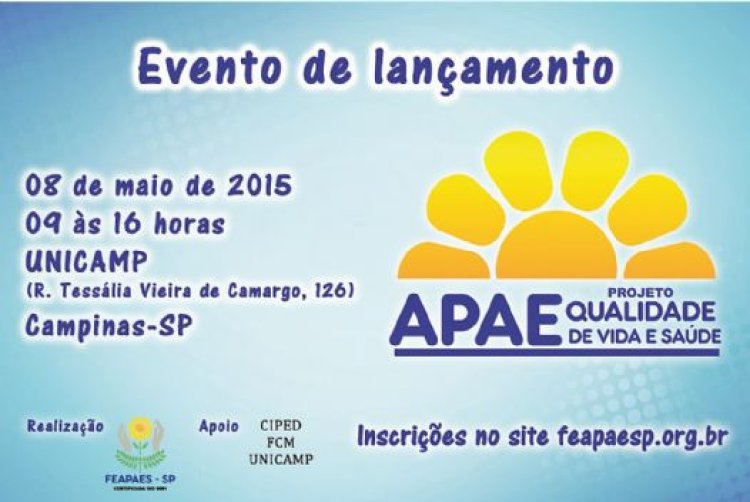 Lançamento do projeto APAE Qualidade de Vida e Saúde será em maio