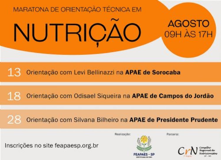 Agosto terá maratona de Orientação Técnica em Nutrição