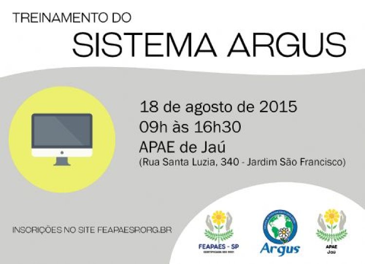 Treinamento sobre o sistema Argus acontecerá no próximo dia 18