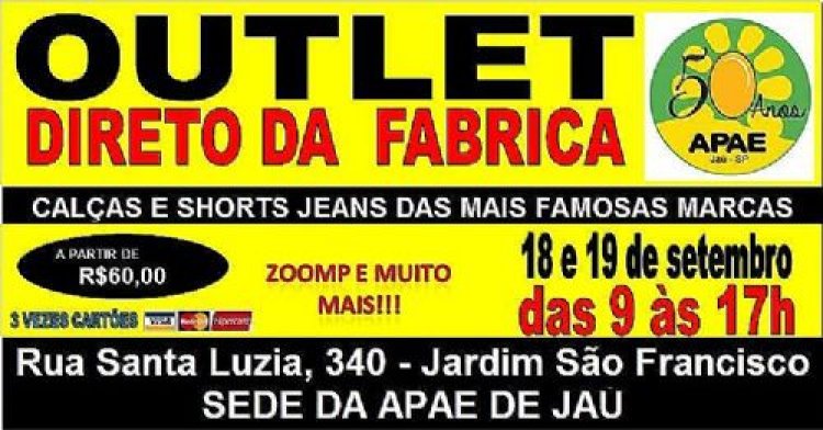 APAE de Jaú organiza outlet