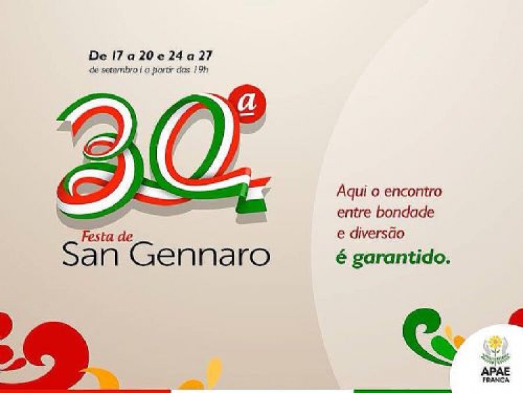 APAE de Franca convida para a 30ª Festa di San Gennaro