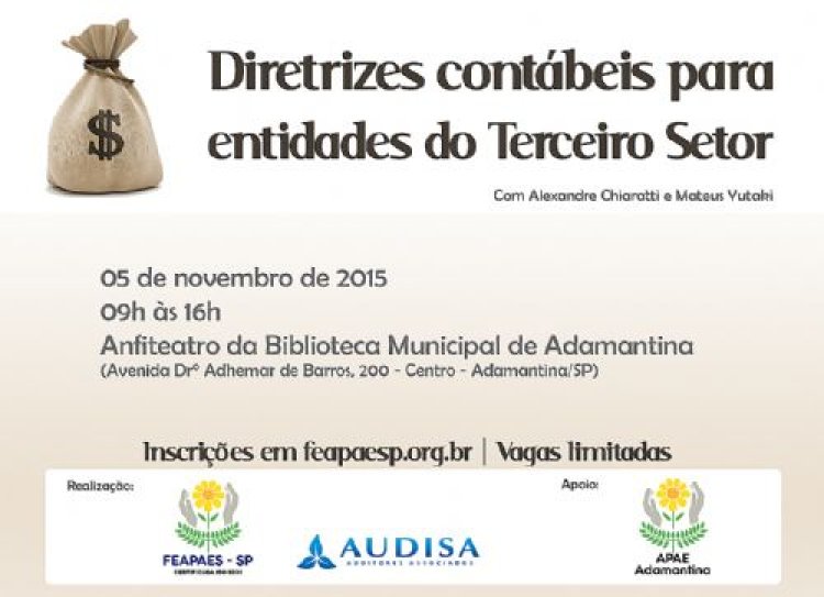 Palestra sobre Diretrizes Contábeis para Terceiro Setor acontece em novembro