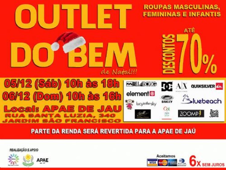 APAE de Jaú sedia outlet do bem no próximo final de semana