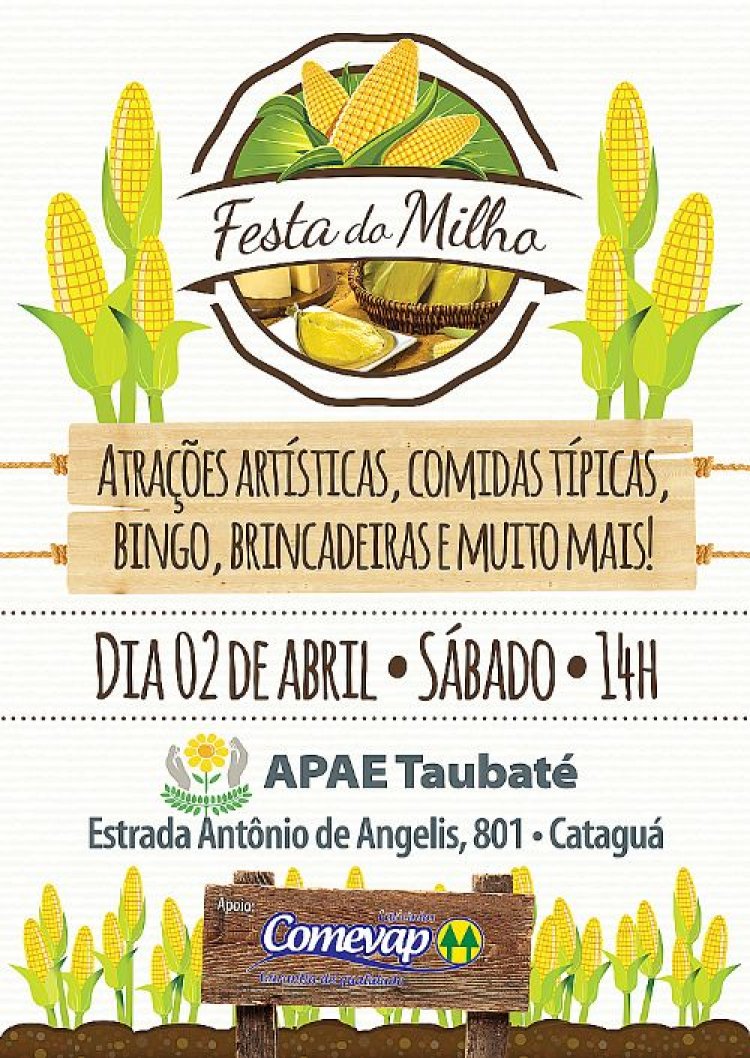 APAE de Taubaté realiza 1ª Festa do Milho no próximo dia 02