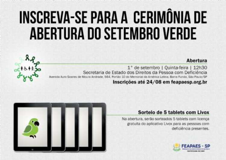 Inscrições para abertura do Setembro Verde já estão abertas