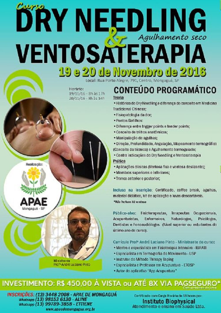 Inscrições abertas para o Curso de Dry Needling e Ventosaterapia em Mongaguá-SP