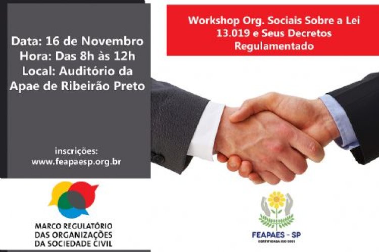 APAE de Ribeirão Preto receberá Workshop sobre a lei 13.019