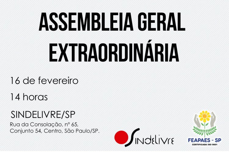 SINDELIVRE promove Assembleia Geral Extraordinária