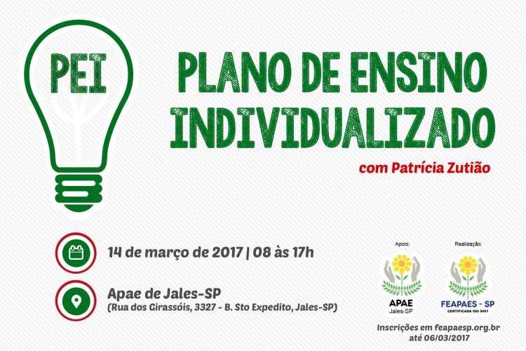 APAE de Jales sediará curso sobre PEI  no próximo dia 14