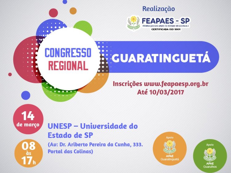 Importante: Local do Congresso Regional de Guaratinguetá foi alterado