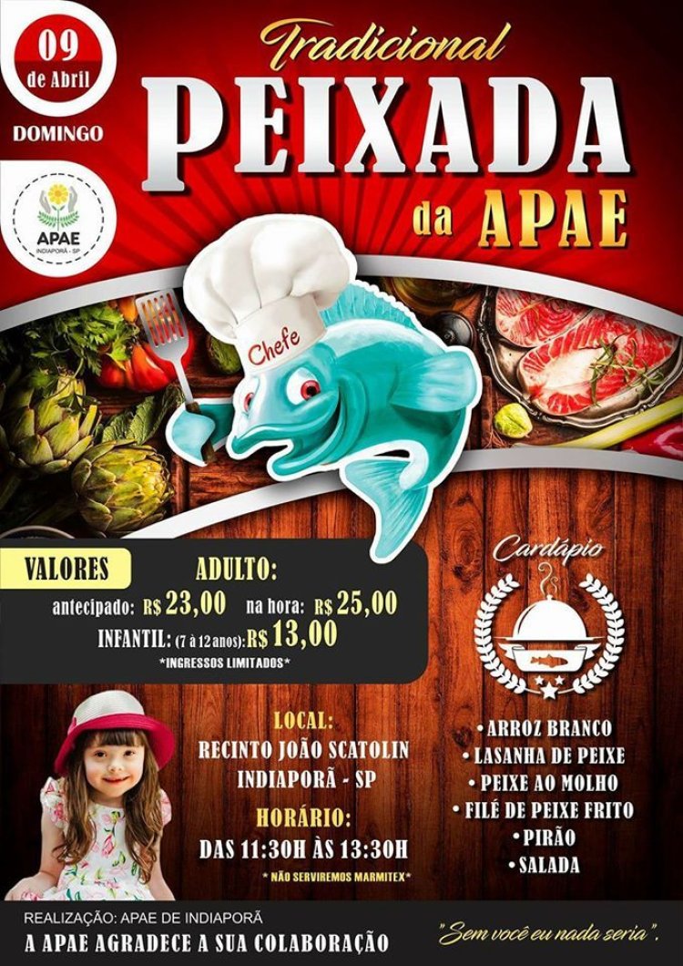 APAE de Indiaporã realiza tradicional peixada em abril