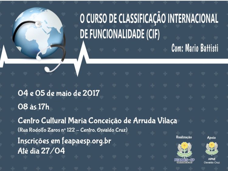 Osvaldo Cruz irá sediar o curso de Classificação Internacional de Funcionalidade (CIF)