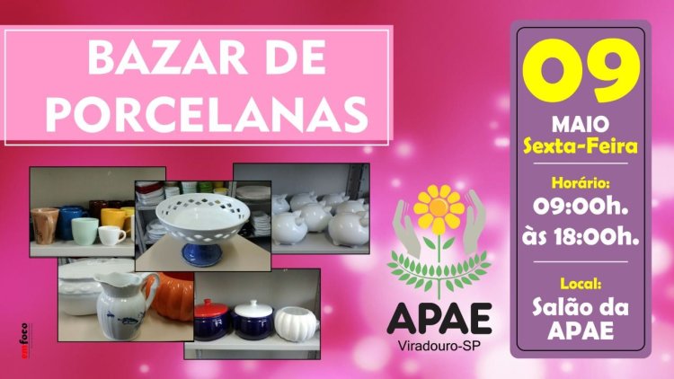 APAE de Viradouro promove bazar de porcelana