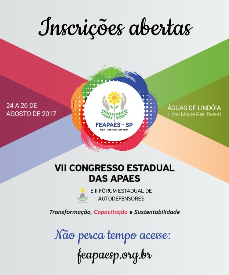 Estão abertas as inscrições para o VII Congresso Estadual das APAES do Estado de São Paulo