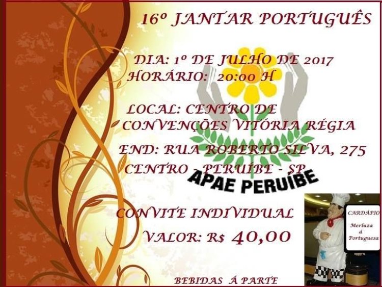 APAE Peruíbe promove seu 16º Jantar Português