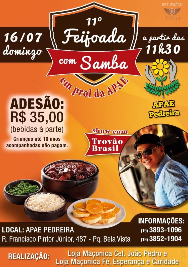 APAE de Pedreira promove a 11ª Feijoada com Samba