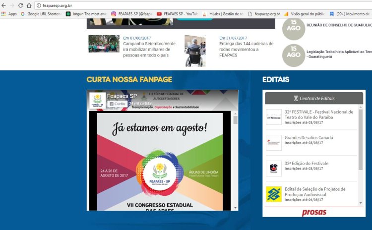 Aplicativo do Prosas disponível no site da FEAPAES